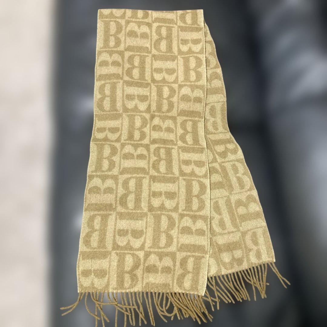 バーバリー　ベージュ Bロゴ　レア？パターン　カラー マフラー　カシミヤ100%