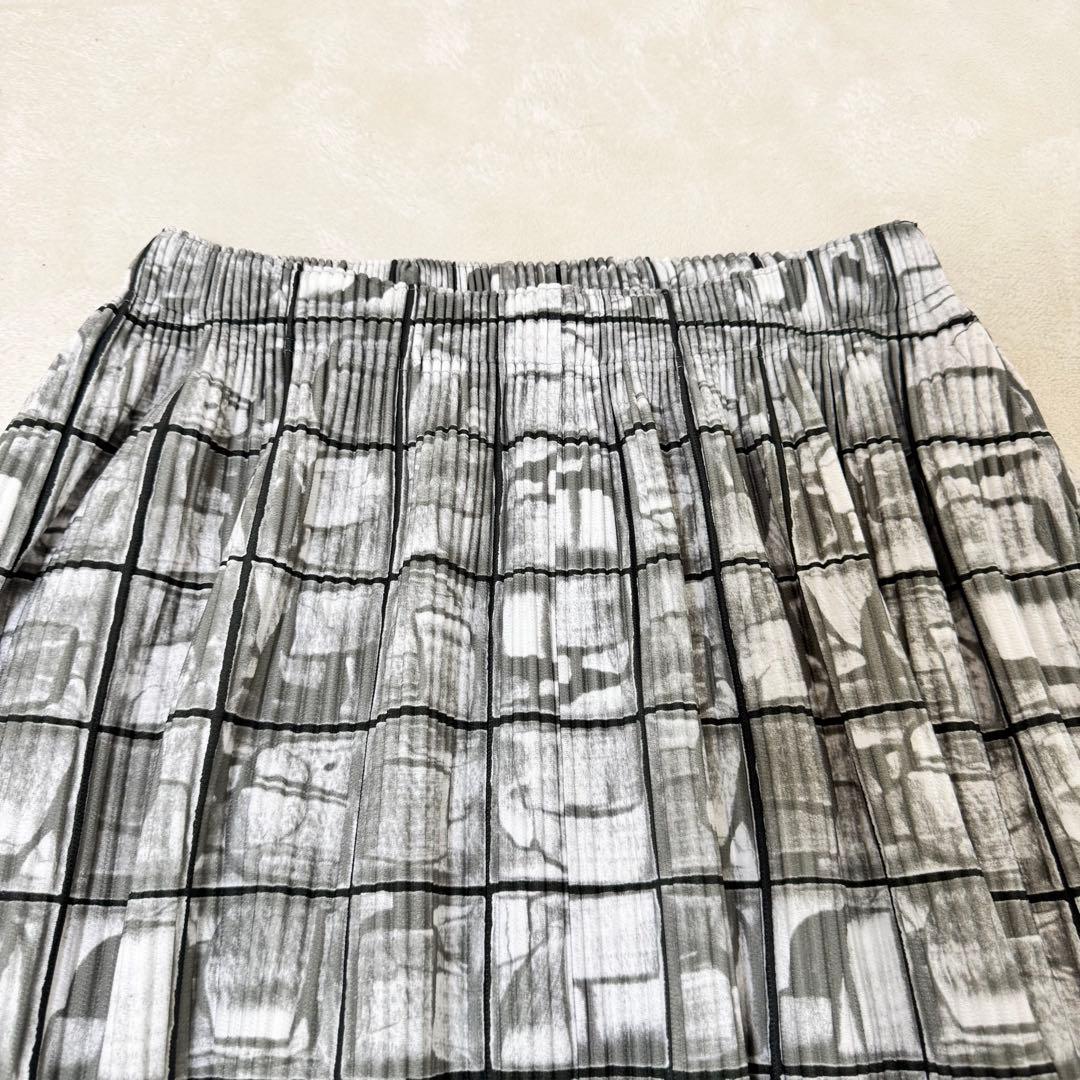 極美品✨HOMME PLISSE 総柄　プリーツ　サルエルパンツ　グレー