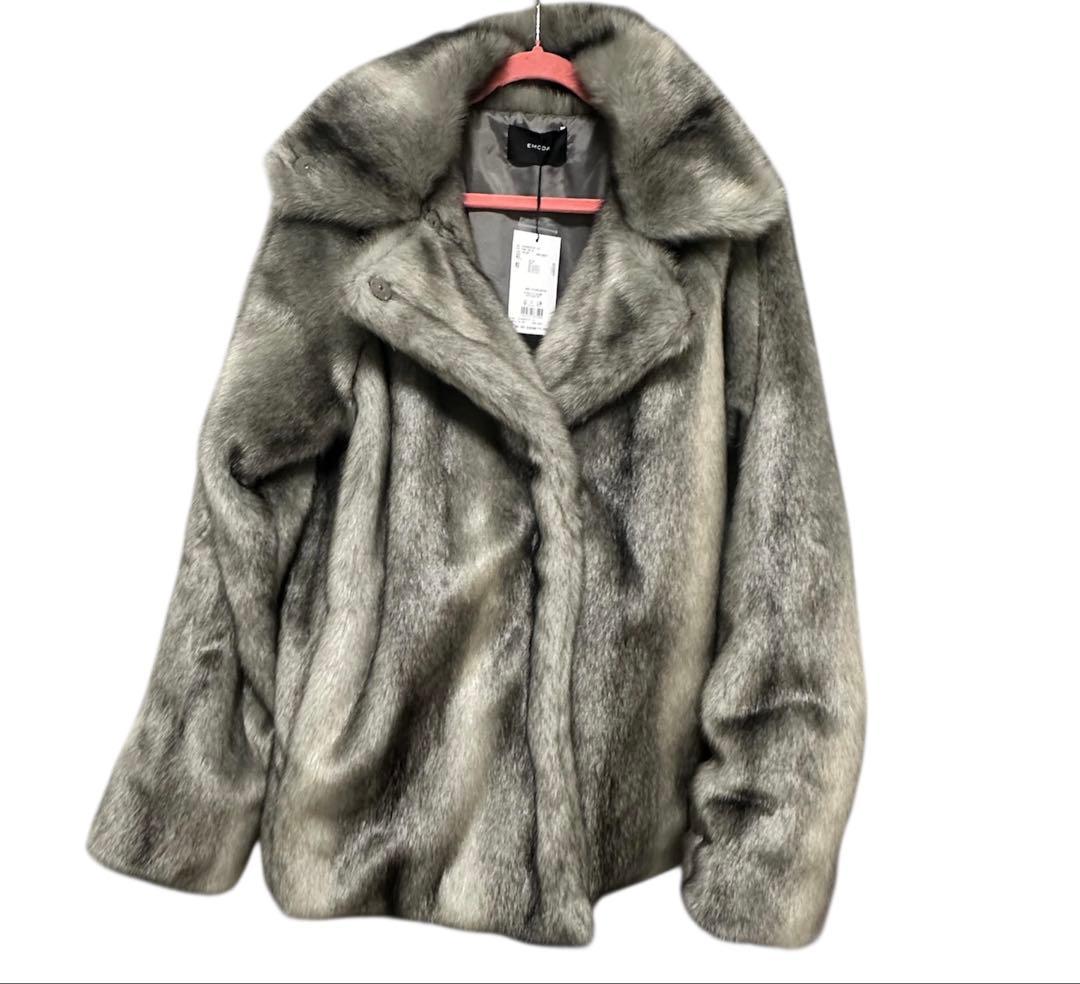EMODA グレー ミディフェイクファーコート