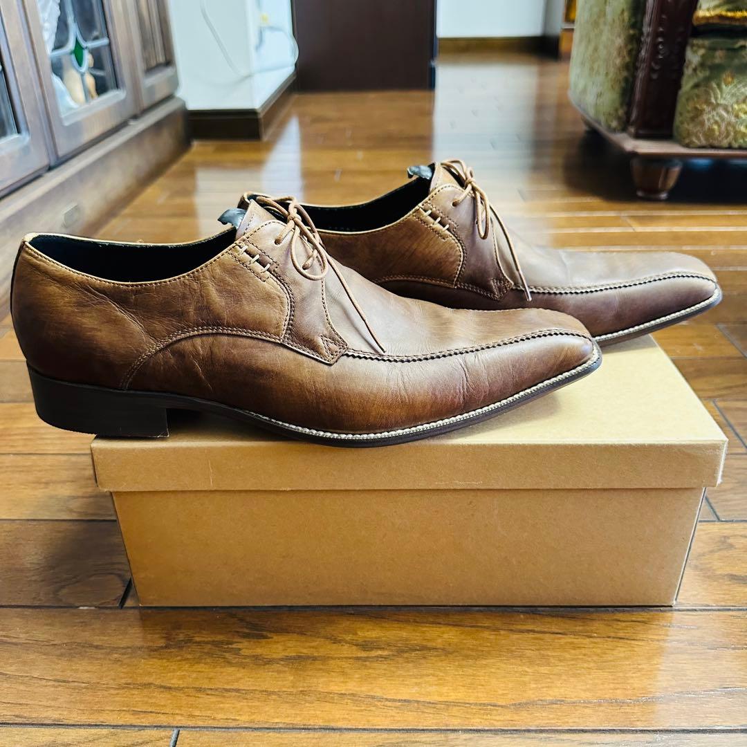 【美品/26.5cm】 キャサリンハムネットロンドン 革靴 ブラウン 茶