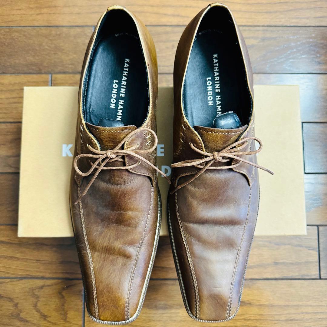 【美品/26.5cm】 キャサリンハムネットロンドン 革靴 ブラウン 茶