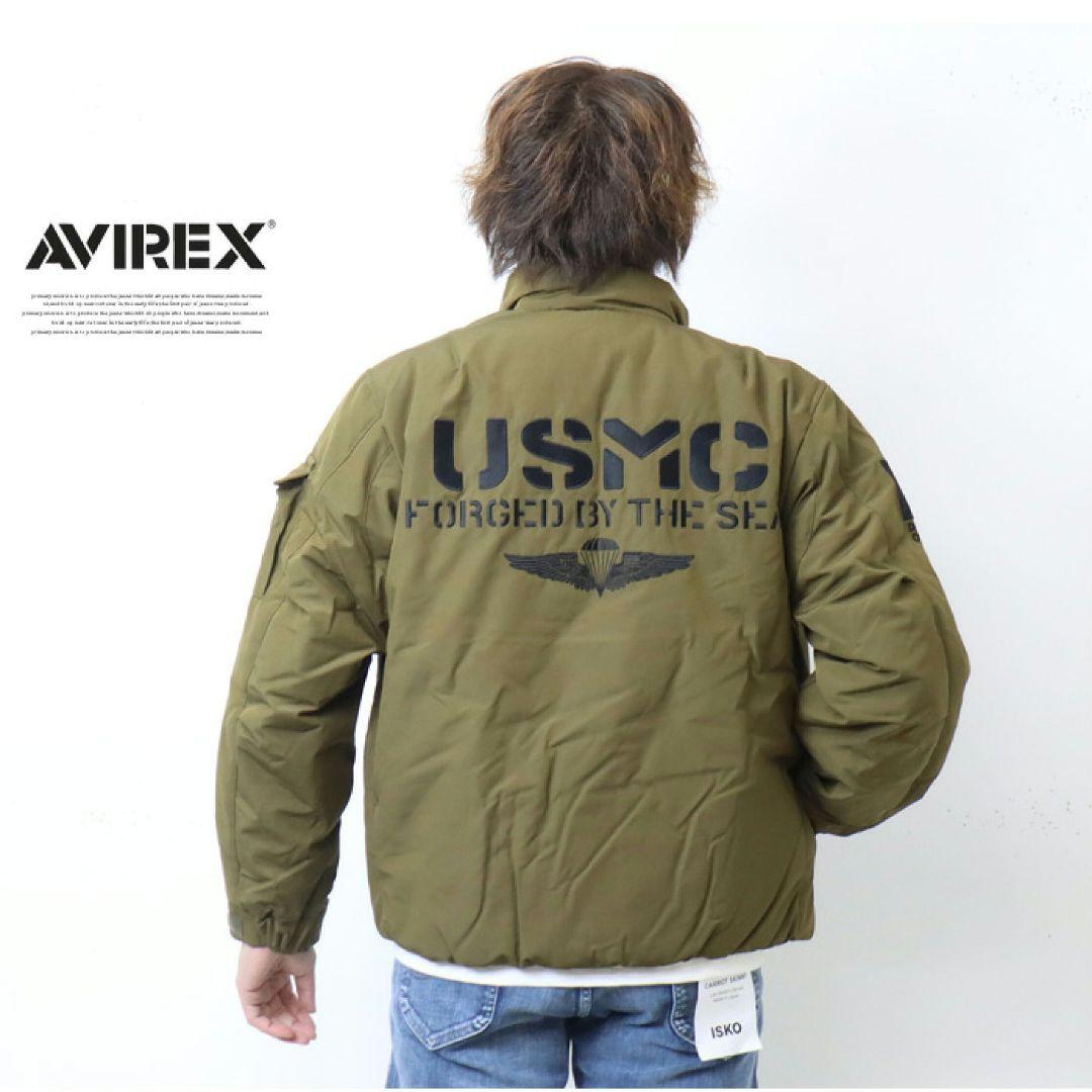 AVIREX ミリタリージャケット USMC オリーブ MA-1 ボンバー 刺繍