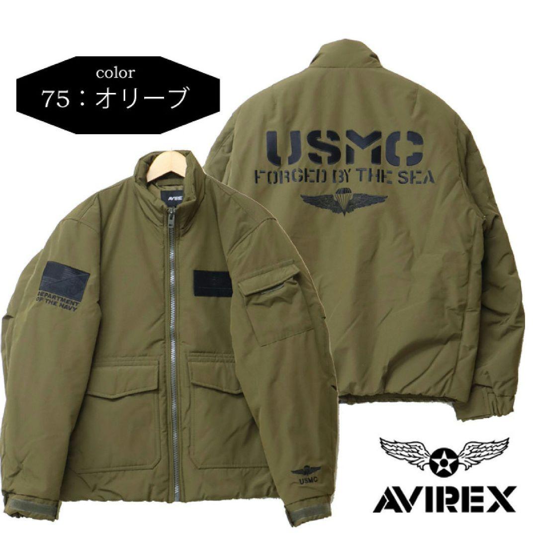 AVIREX ミリタリージャケット USMC オリーブ MA-1 ボンバー 刺繍