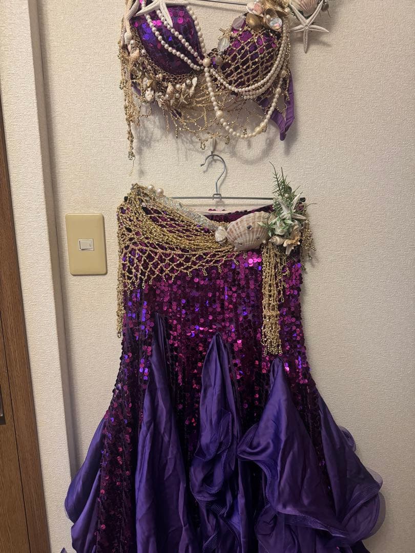 豪華5点 ベリーダンス衣装 マーメイド カスタム ヘッドドレス付 週末限定価格