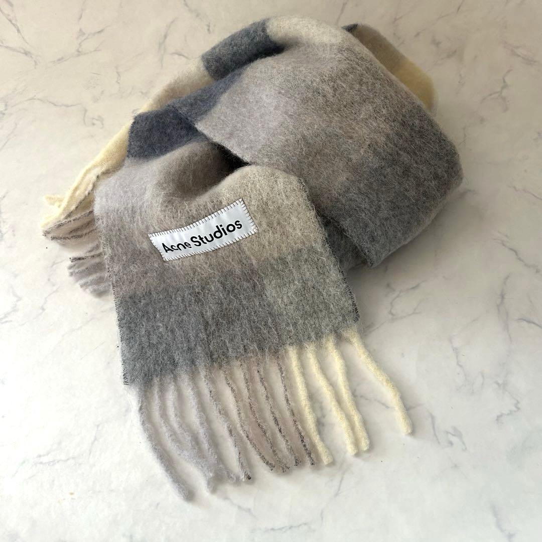 未使用級【名品】 Acne Studios アルパカ モヘアチェックスカーフ