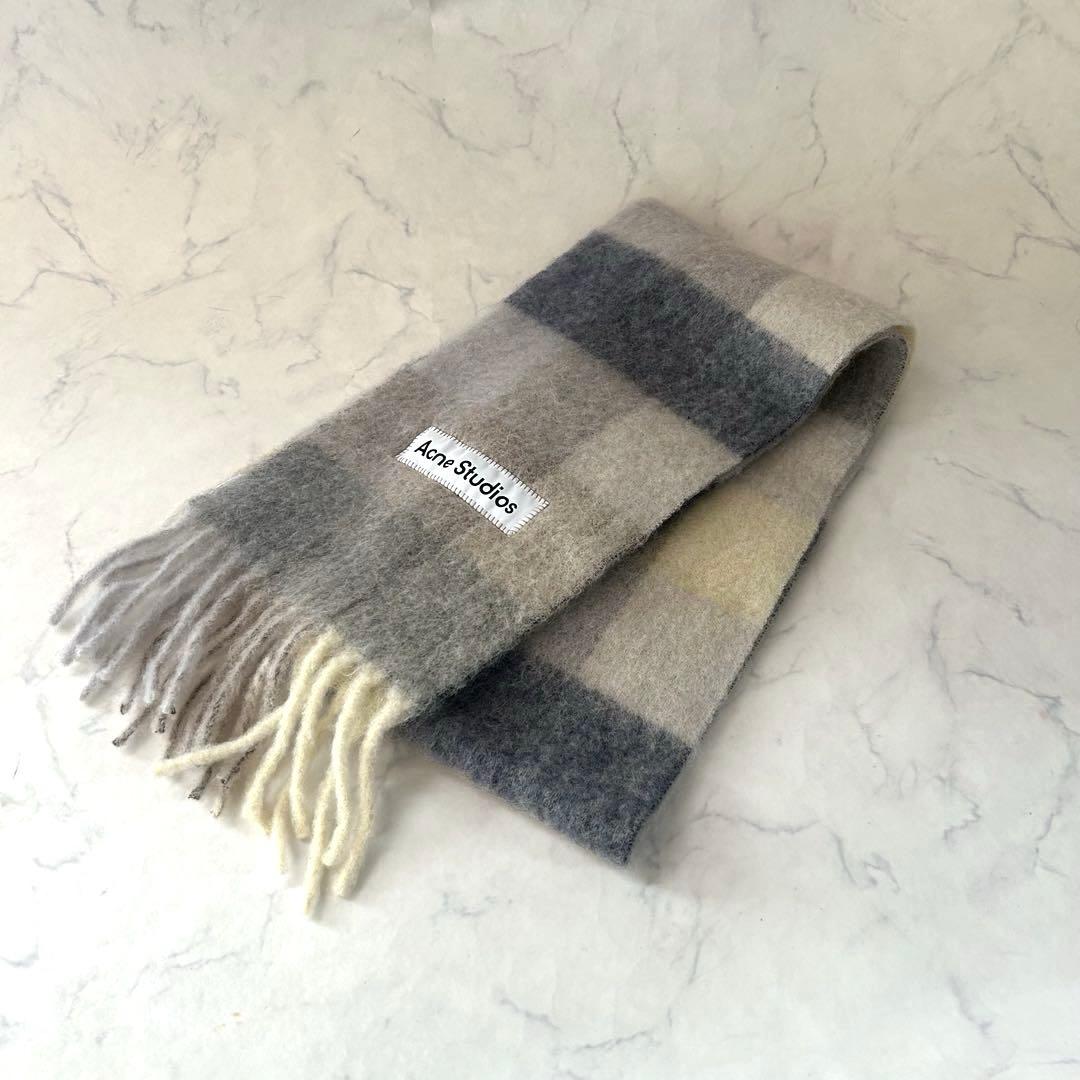 未使用級【名品】 Acne Studios アルパカ モヘアチェックスカーフ