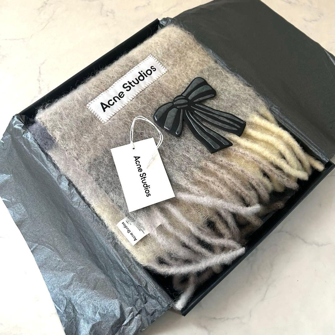 未使用級【名品】 Acne Studios アルパカ モヘアチェックスカーフ