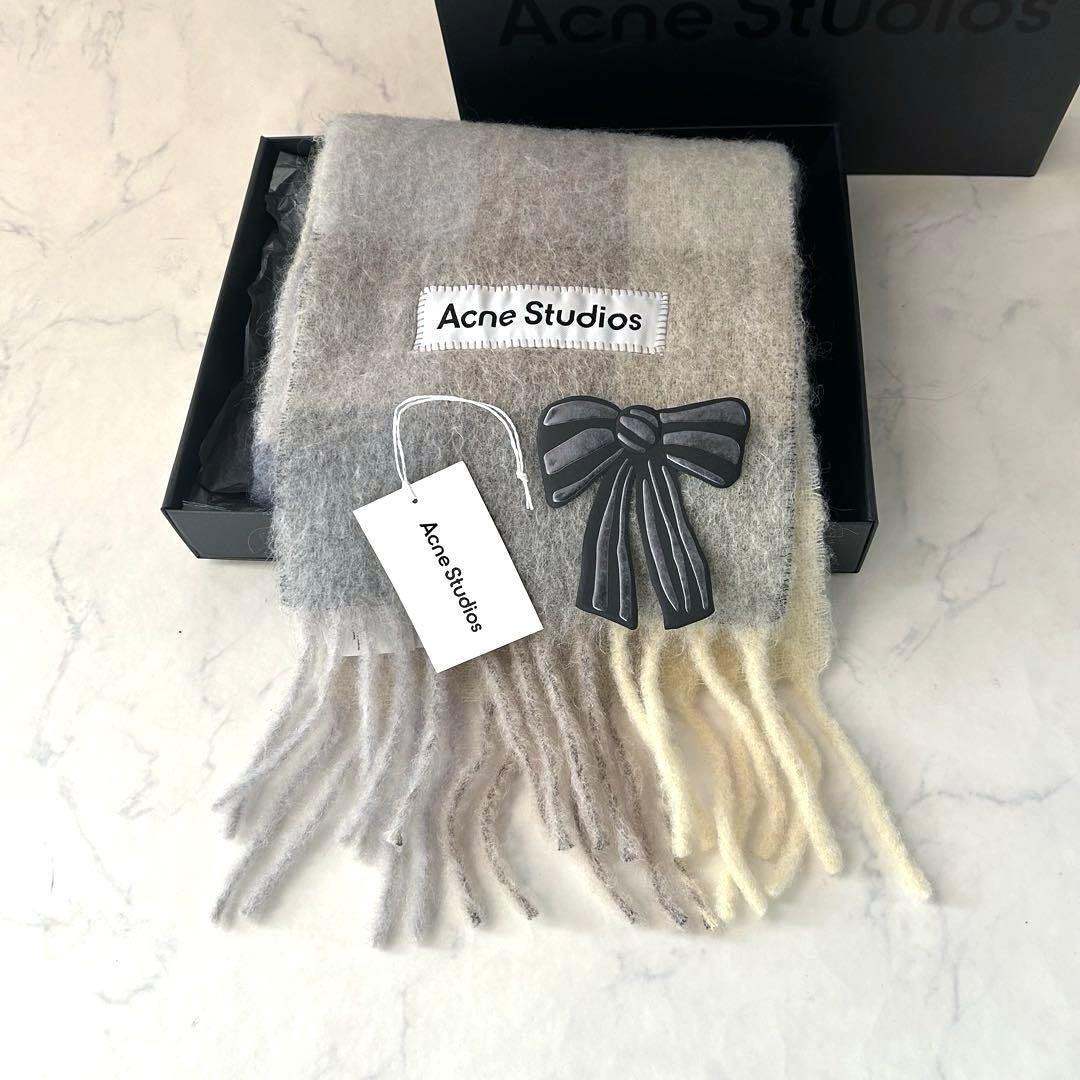 未使用級【名品】 Acne Studios アルパカ モヘアチェックスカーフ