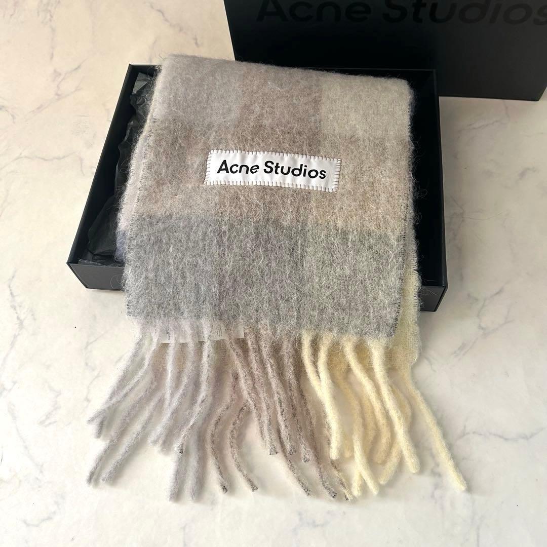 未使用級【名品】 Acne Studios アルパカ モヘアチェックスカーフ