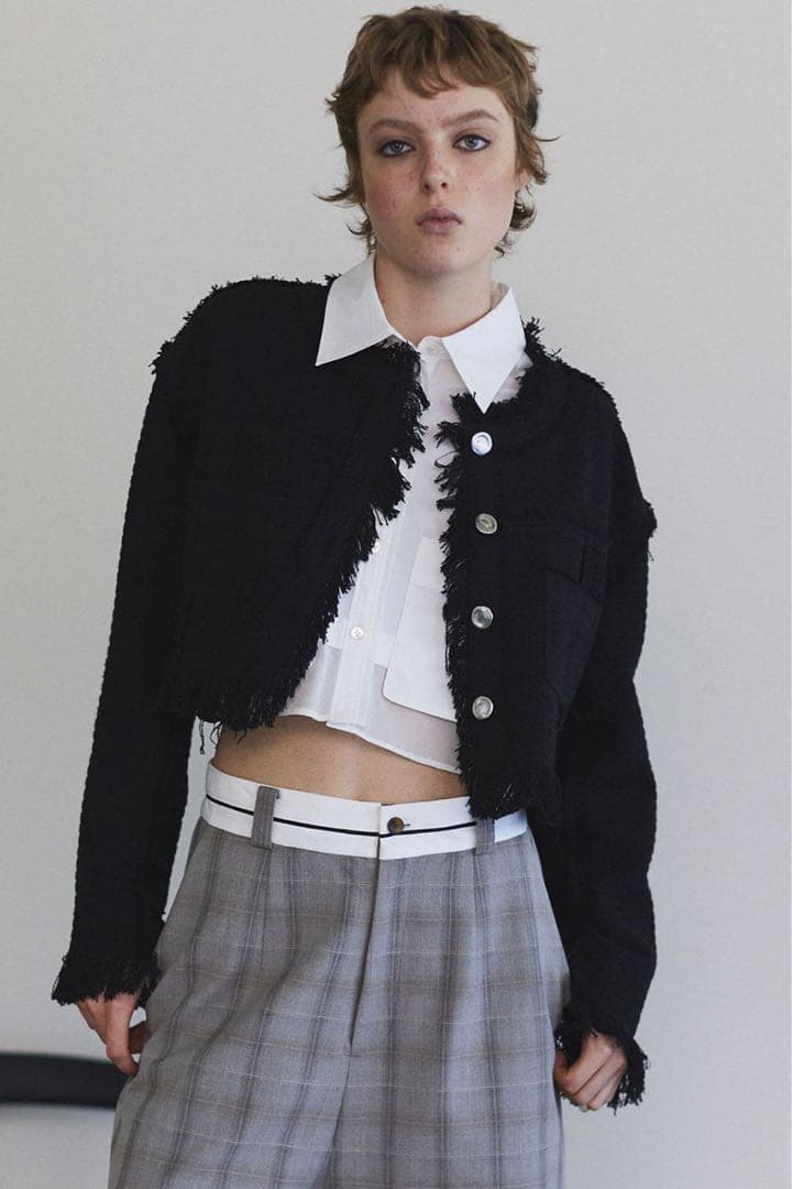 MAISON SPECIAL ツイードノーカラージャケット FREE SIZE