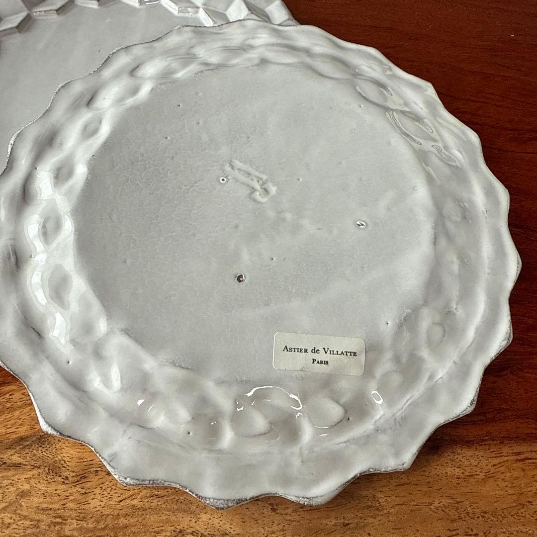 Astier de Villatte ホワイト円形皿　2枚セット