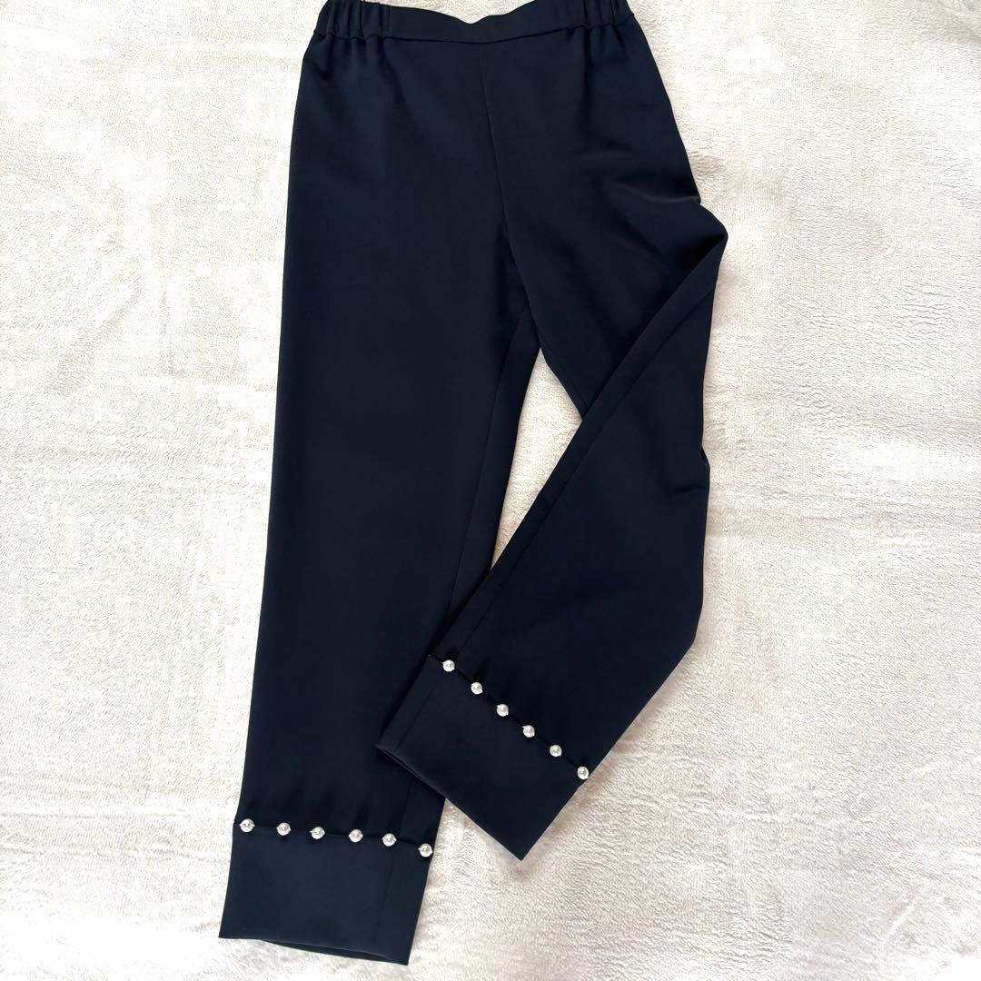 《Rene》☆美品☆パール装飾付きパンツ ネイビーSSX