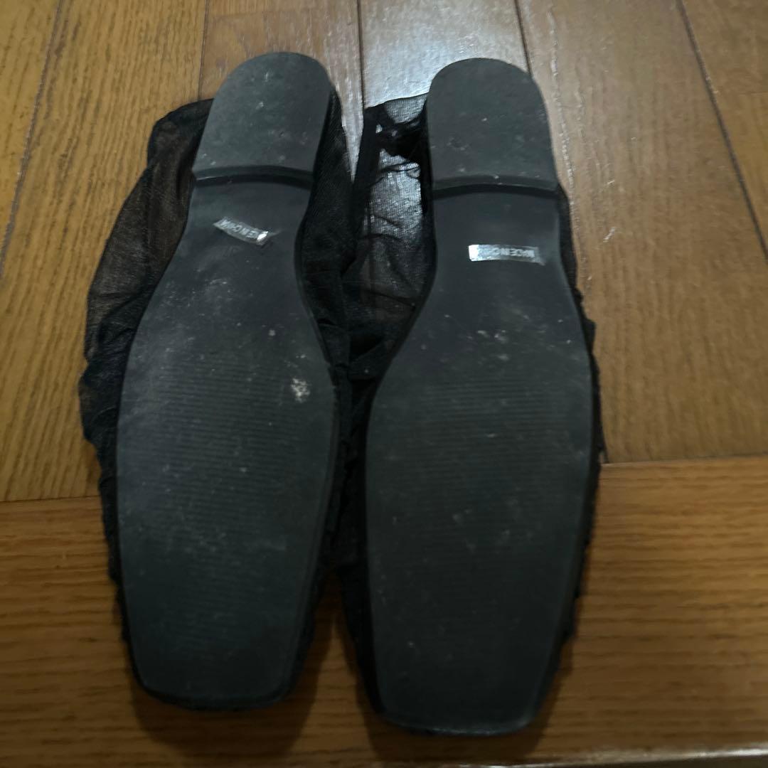 靴 TODAYFUL Sheer Gather Flatshoes37 BLACK