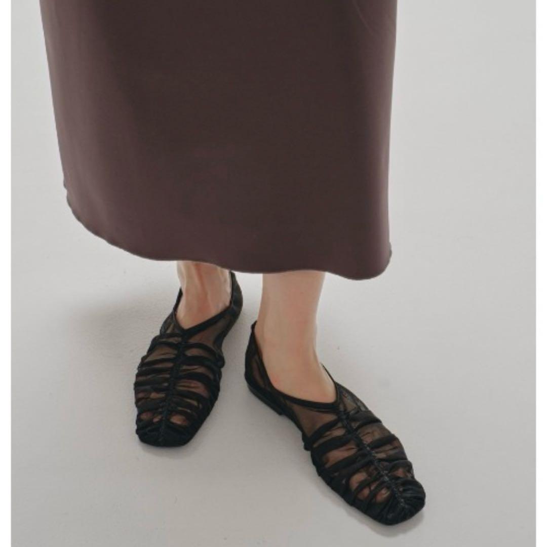 靴 TODAYFUL Sheer Gather Flatshoes37 BLACK