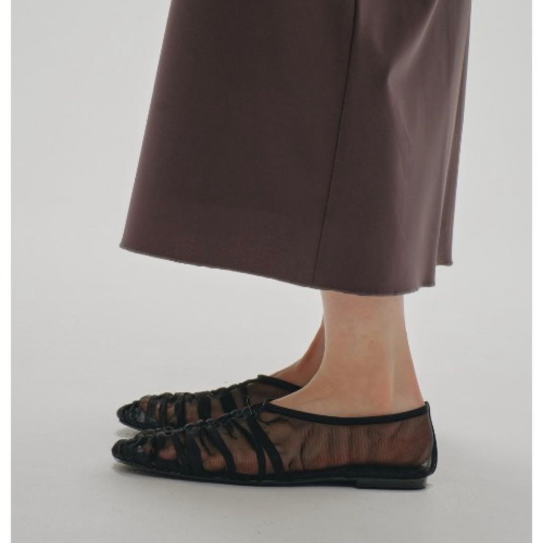 靴 TODAYFUL Sheer Gather Flatshoes37 BLACK