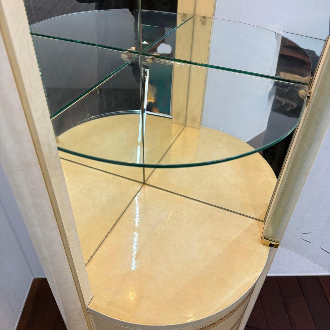 H112K68d イタリア製 コーナーキャビネット ミラーバック ロココ調