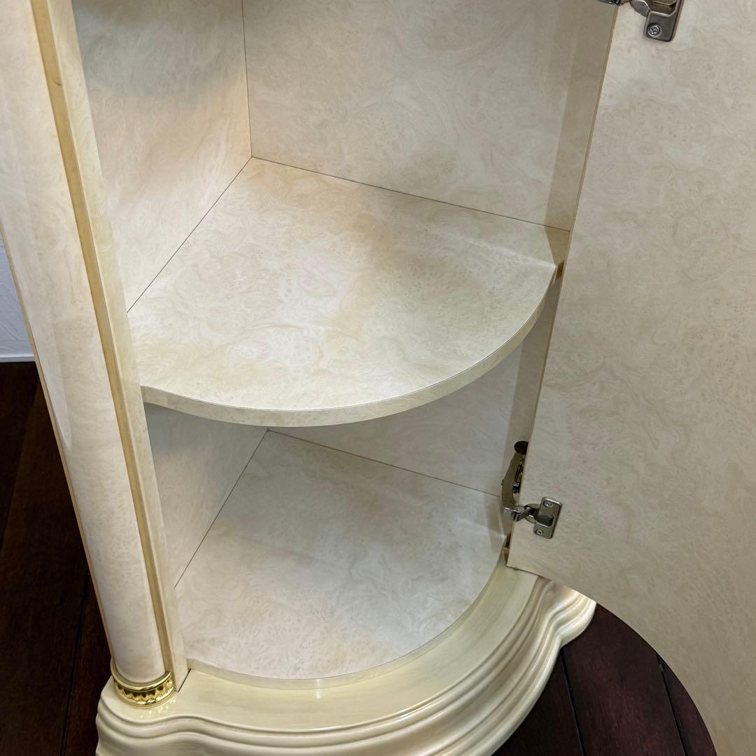 H112K68d イタリア製 コーナーキャビネット ミラーバック ロココ調