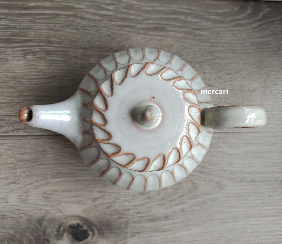 【専用です】クリーム色ポット　クリーム色湯のみ3つ　薄灰茶スープカップ2つ　陶芸