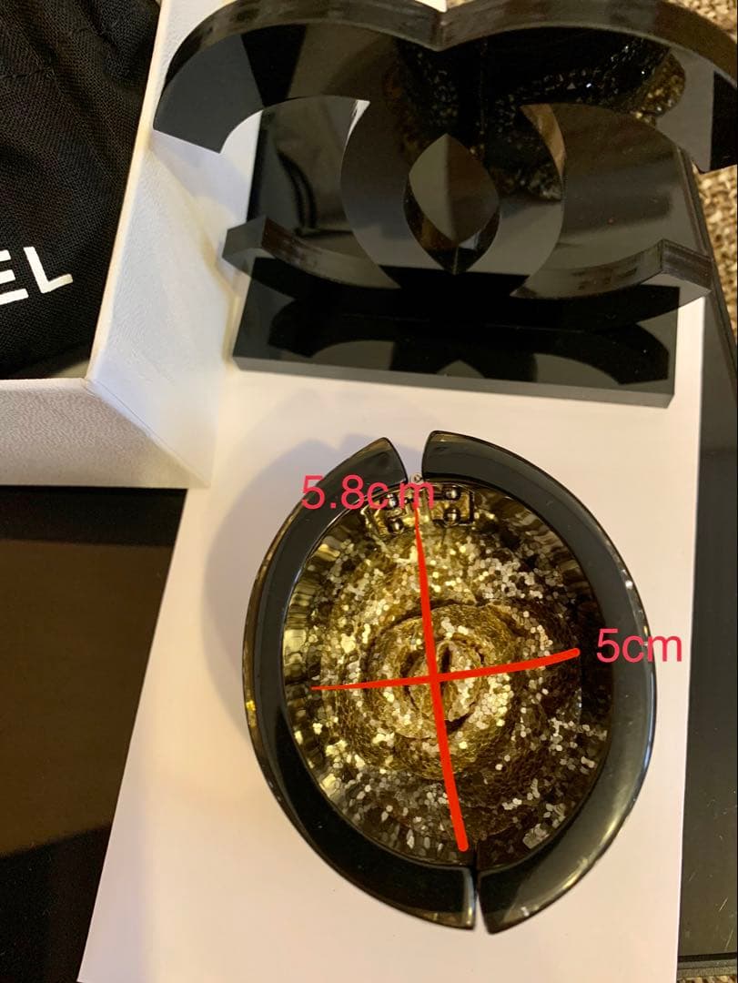 美品 CHANEL バングル ココマーク ラインストーン レジン ブラック 黒