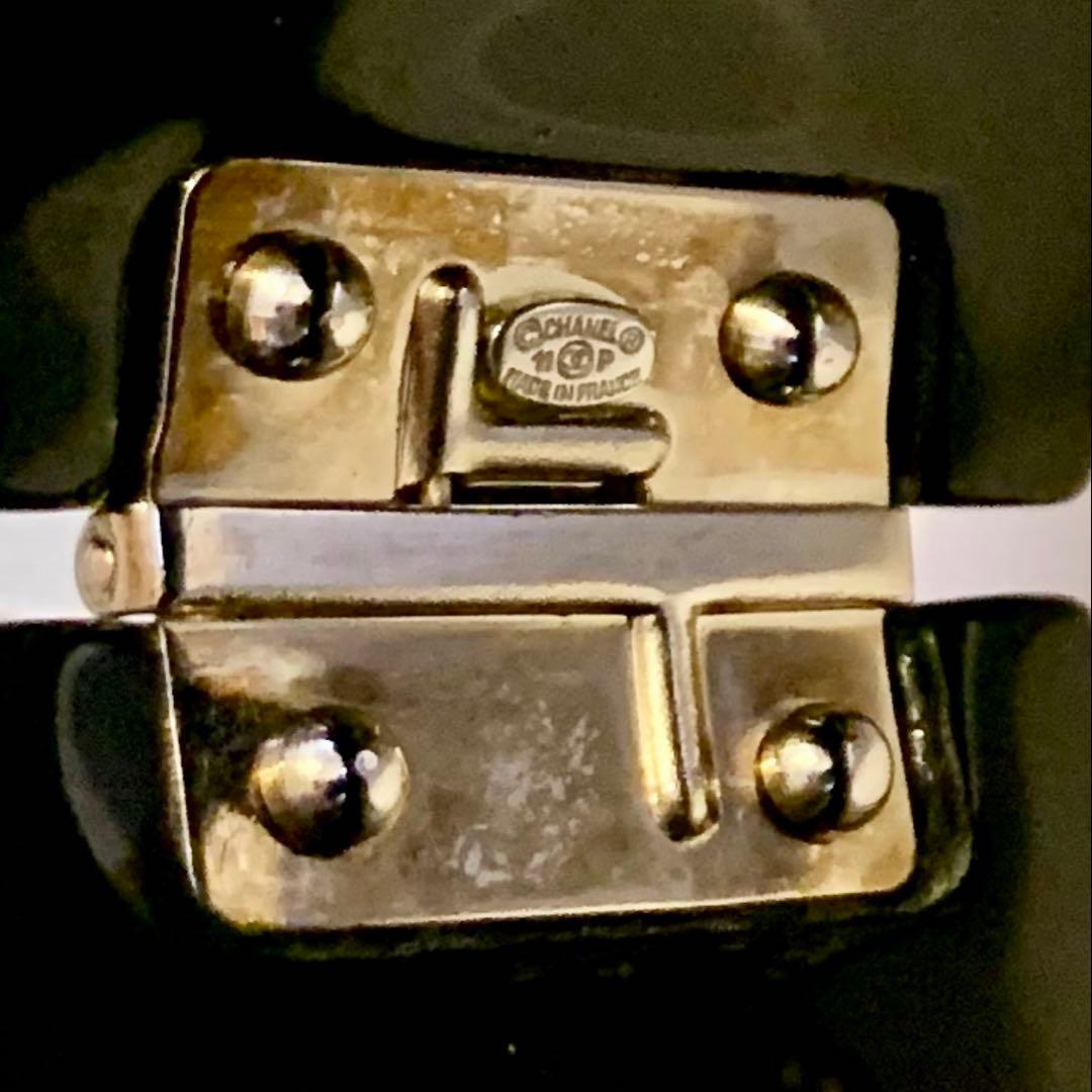 美品 CHANEL バングル ココマーク ラインストーン レジン ブラック 黒