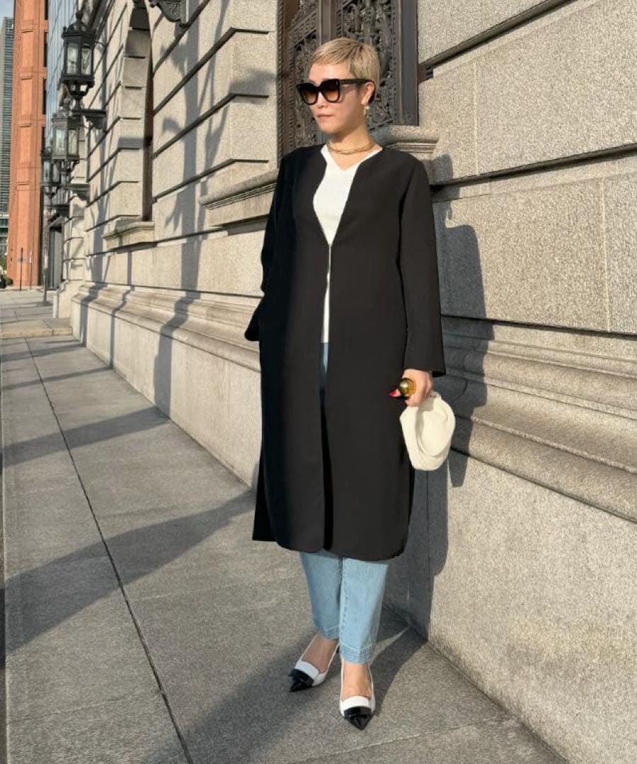 美品☆JENNE ジェンヌ　クラシカルロングジャケット　ブラック　M