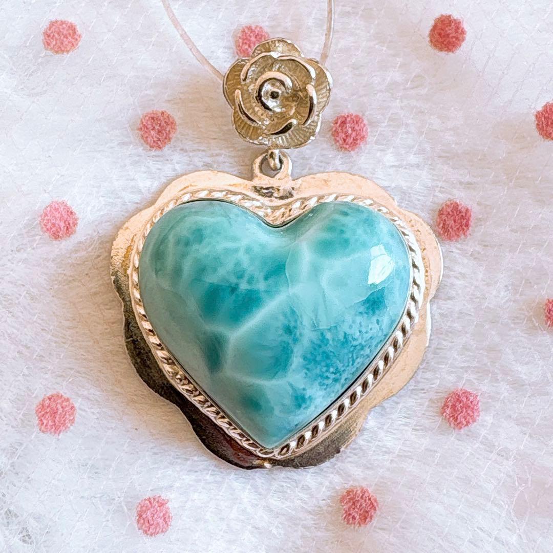 まゆ様♥️ラリマー ハートチャーム(シルバー925)&フローライトハート天然石