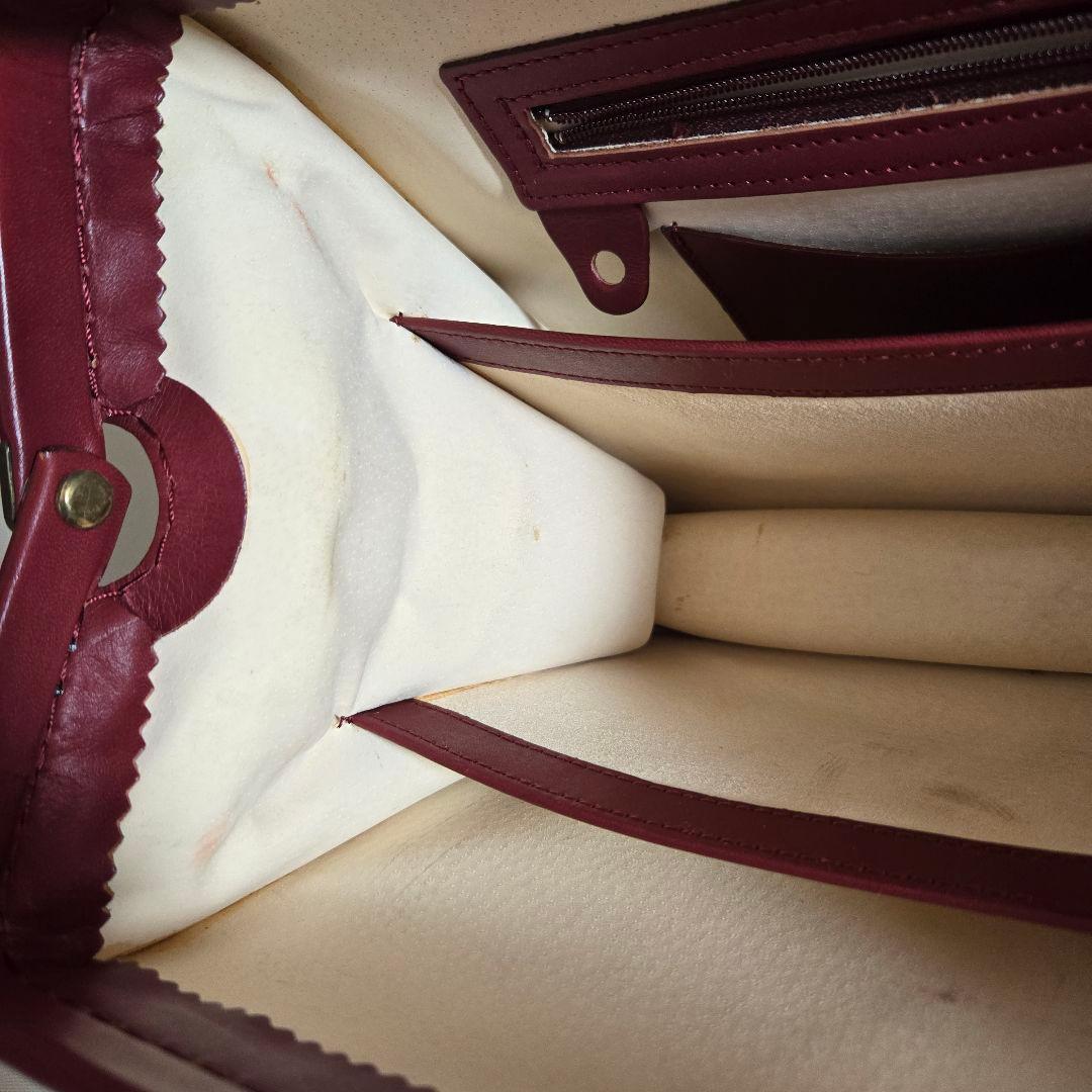 ダレスバッグ　赤　ボルドー　ワインレッド　深紅　ミニ　ドクターバッグ