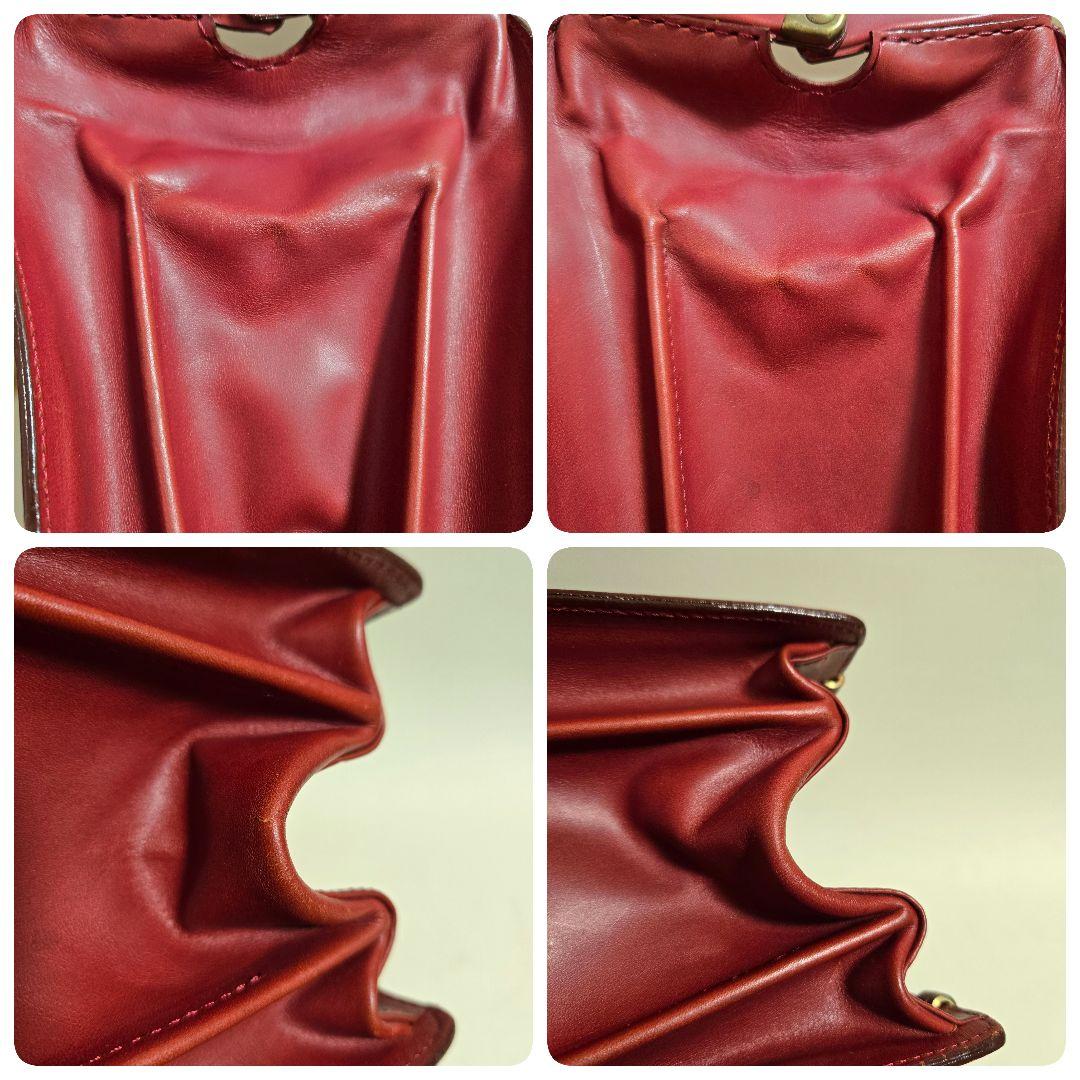 ダレスバッグ　赤　ボルドー　ワインレッド　深紅　ミニ　ドクターバッグ