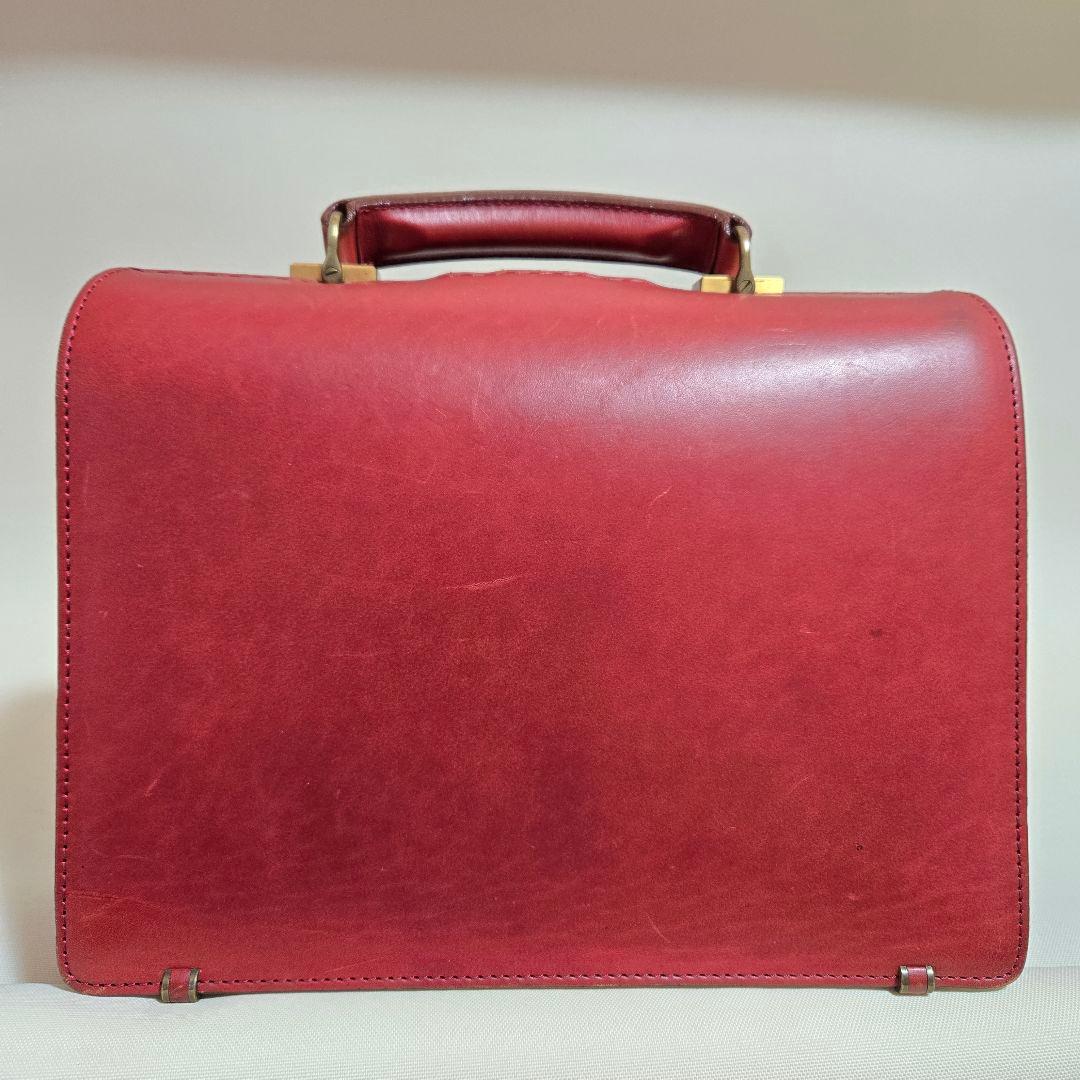 ダレスバッグ　赤　ボルドー　ワインレッド　深紅　ミニ　ドクターバッグ