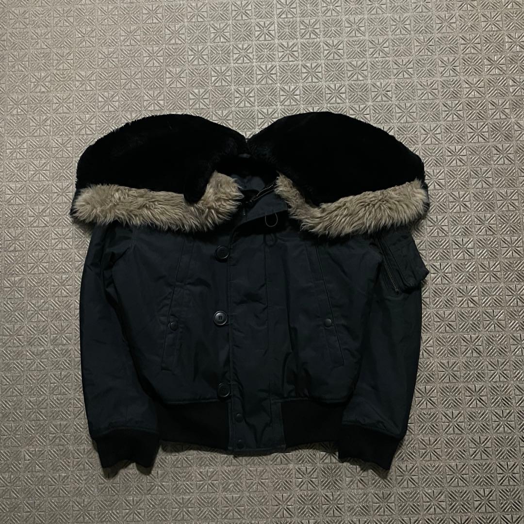 Y2K N2B OPIUM 短丈 フライト ボンバージャケット ファーフード58