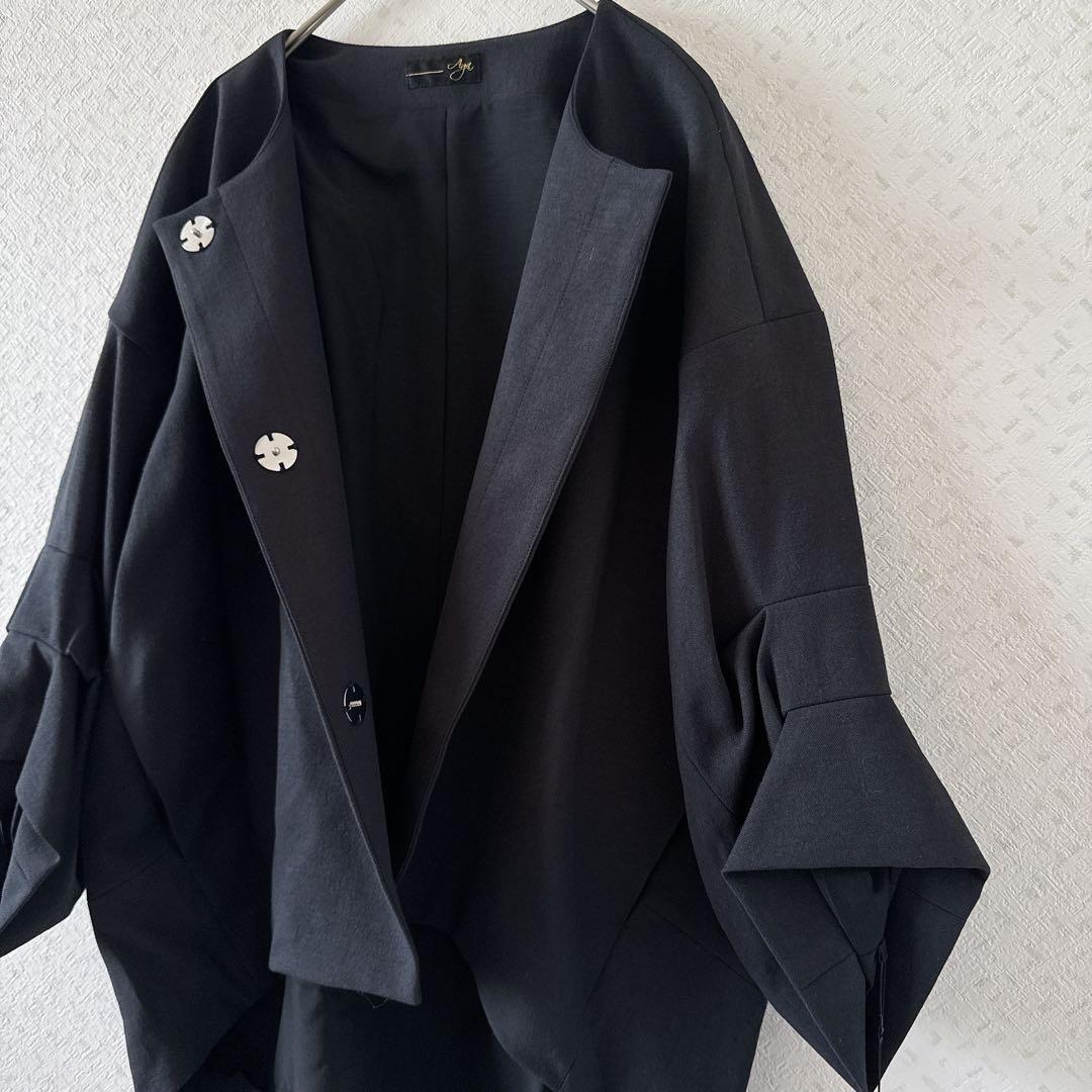 定価27000円◆新品タグ付き◆ヤマダヤ◆タックスリーブノーカラージャケット　黒