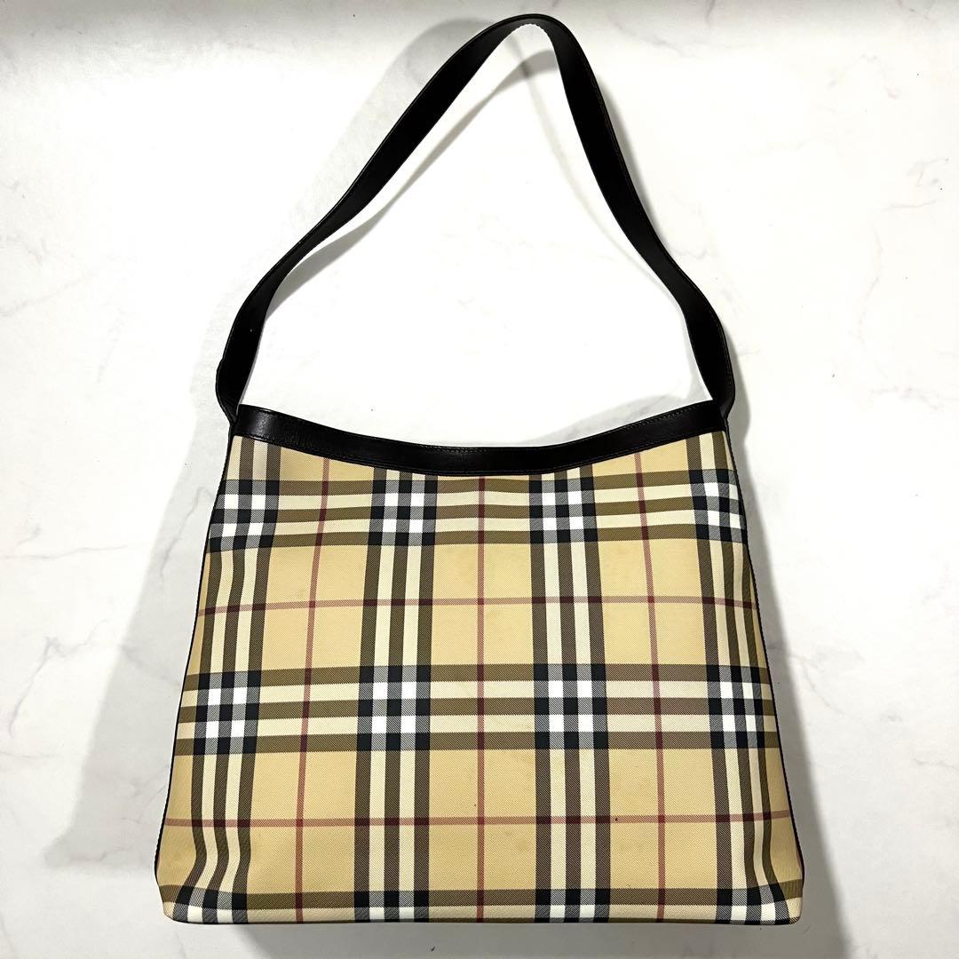BURBERRY ノバチェック ワンショルダーバッグ トート PVC レザー
