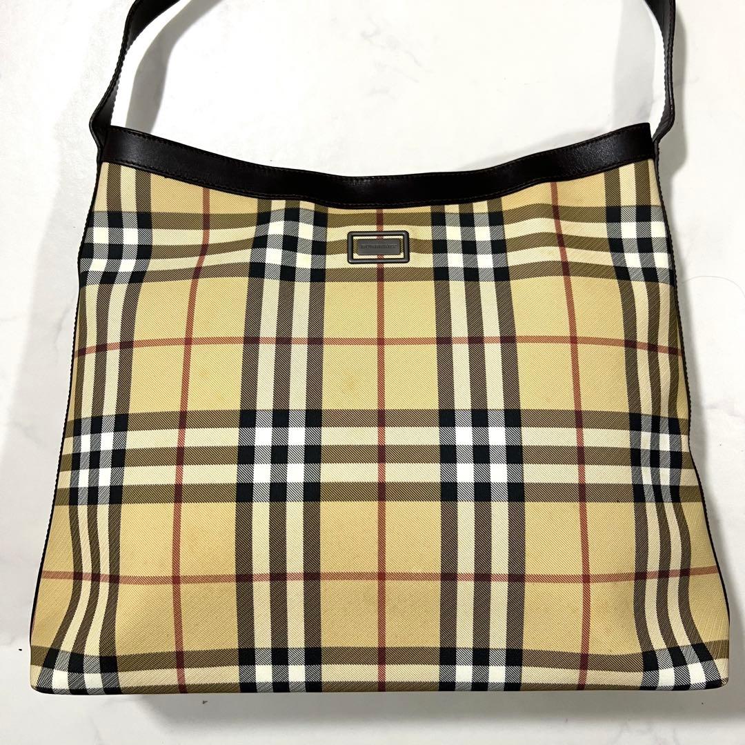 BURBERRY ノバチェック ワンショルダーバッグ トート PVC レザー