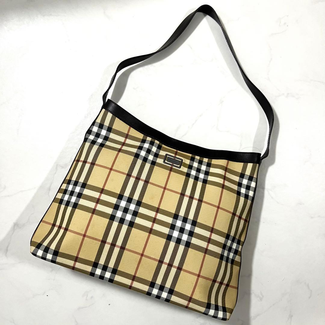 BURBERRY ノバチェック ワンショルダーバッグ トート PVC レザー
