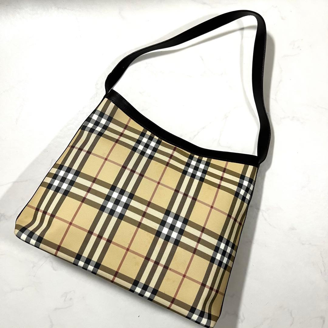 BURBERRY ノバチェック ワンショルダーバッグ トート PVC レザー