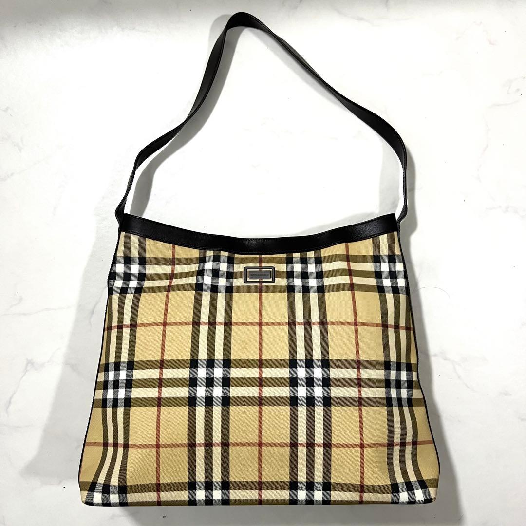 BURBERRY ノバチェック ワンショルダーバッグ トート PVC レザー