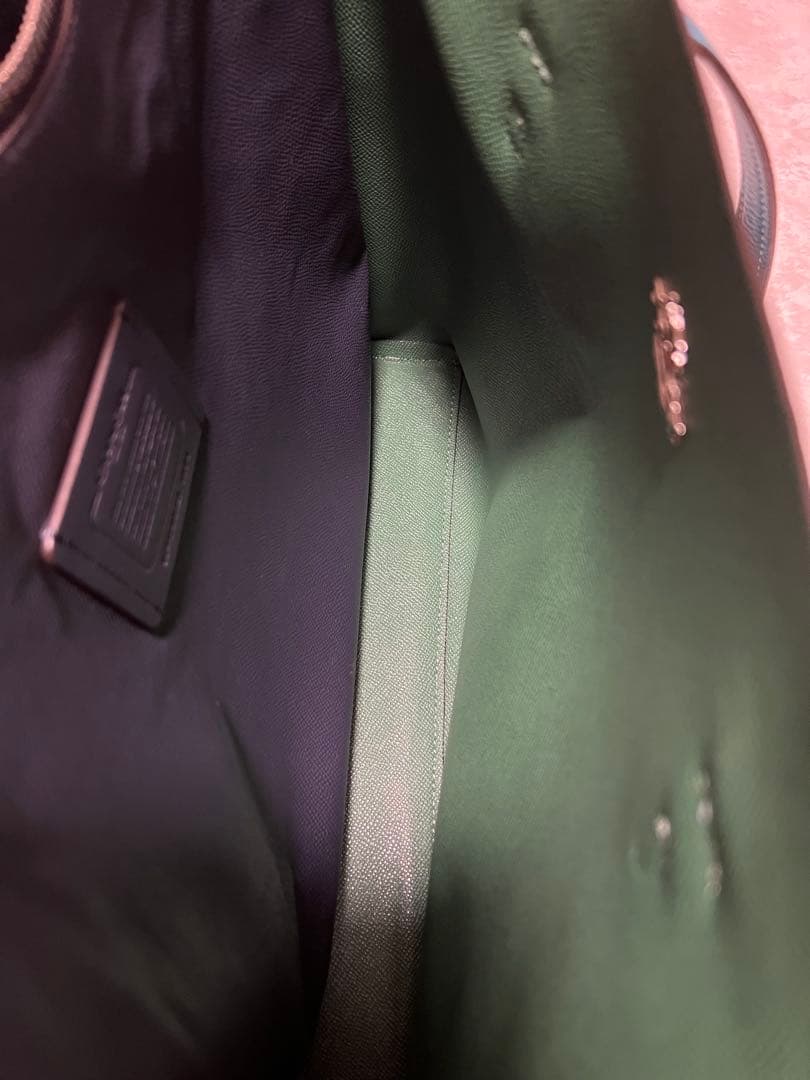 美品《COACH 》ターコイズブルーレザートートバッグ