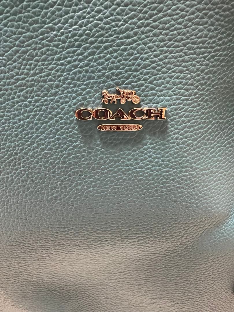 美品《COACH 》ターコイズブルーレザートートバッグ