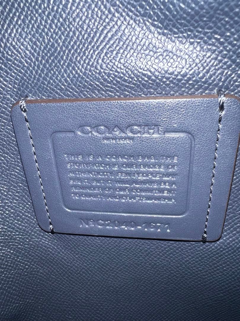 美品《COACH 》ターコイズブルーレザートートバッグ