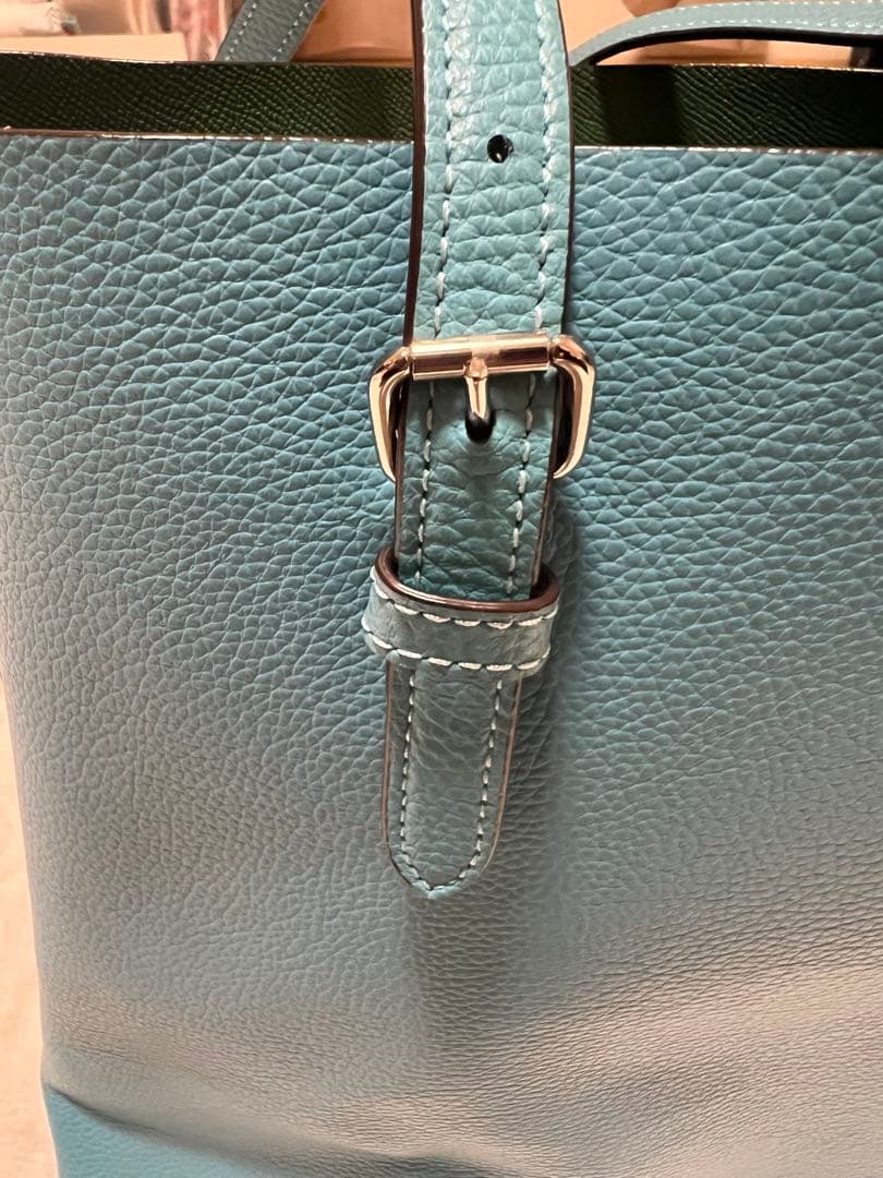 美品《COACH 》ターコイズブルーレザートートバッグ