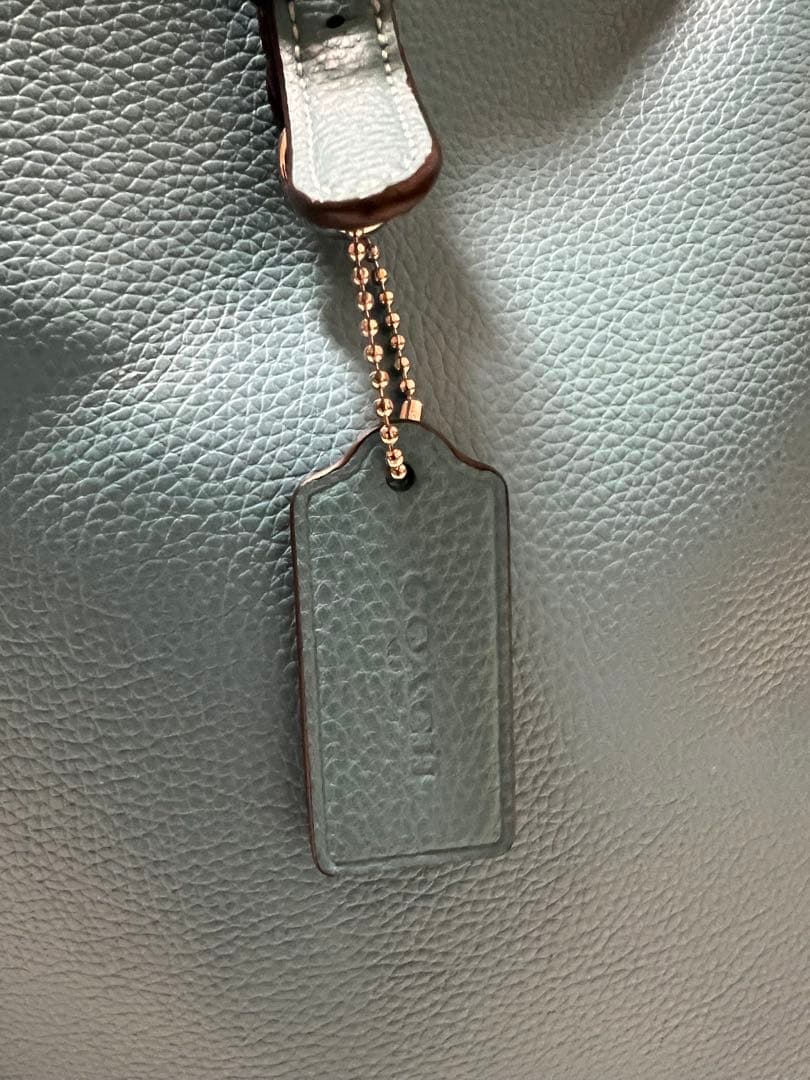 美品《COACH 》ターコイズブルーレザートートバッグ