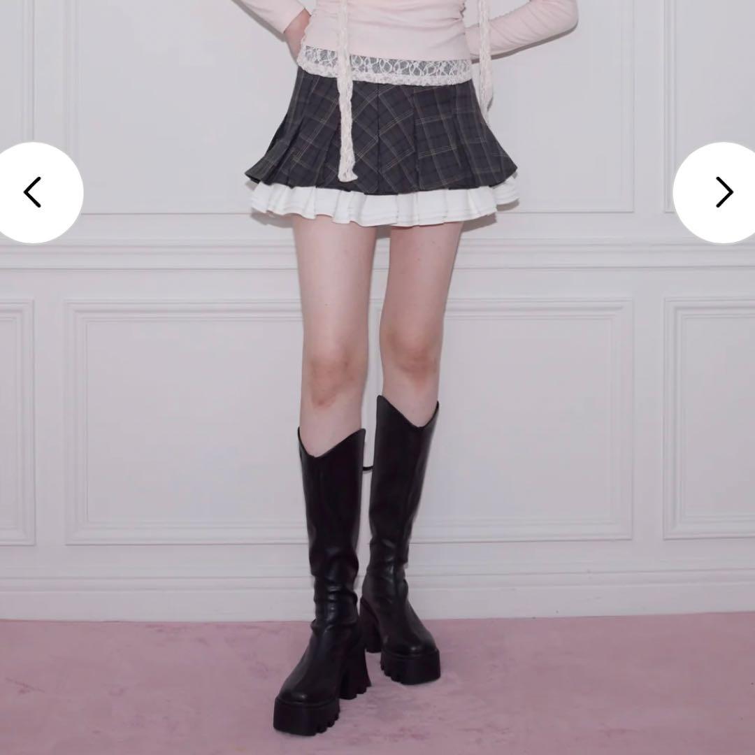 スカート Treaturself Ribbon pleats frillminiskirt