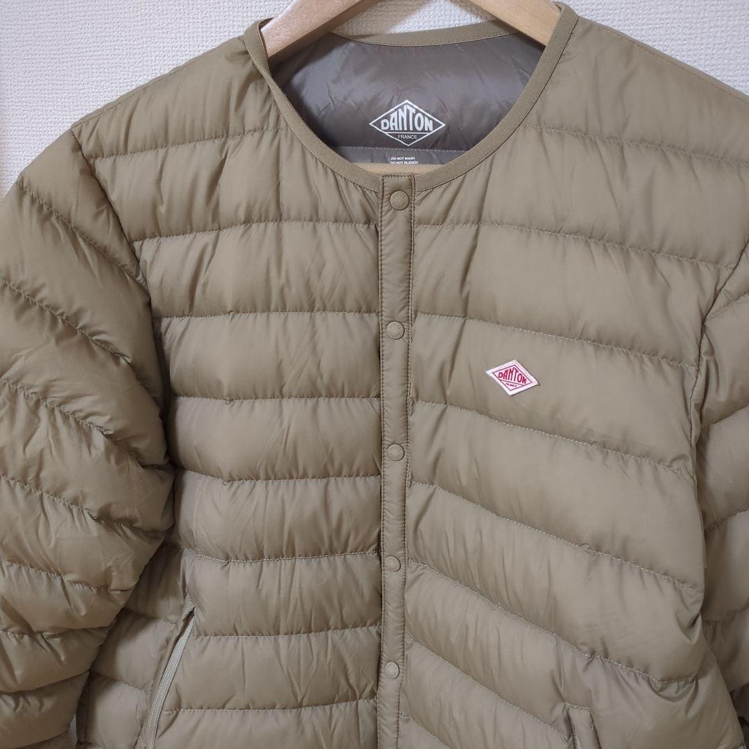 ★美品★DANTON ノーカラーインナーダウン ジャケット　サイズ　M