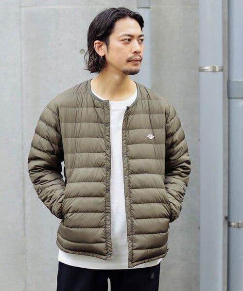 ★美品★DANTON ノーカラーインナーダウン ジャケット　サイズ　M