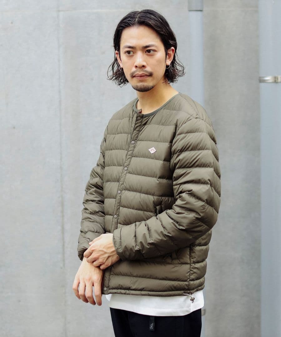 ★美品★DANTON ノーカラーインナーダウン ジャケット　サイズ　M
