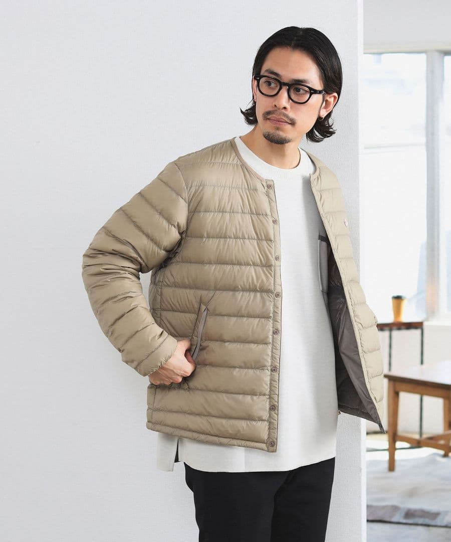 ★美品★DANTON ノーカラーインナーダウン ジャケット　サイズ　M