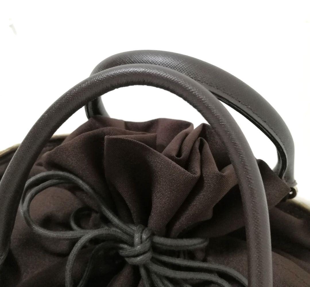 極美品✨ アルファジル　かごバッグ　ビーズ　ハンドバッグ　巾着　茶