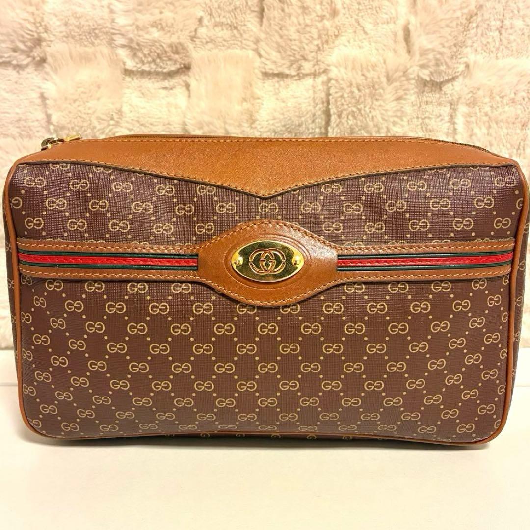 Gucci クラッチバック　オールドグッチ　シェリーライン　GGプラス