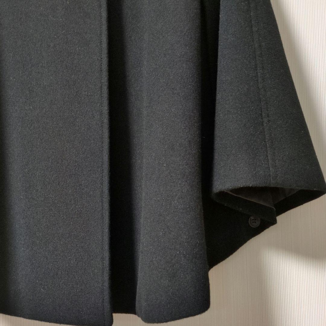 COMME CA ISM ケープコート ウール アンゴラ ポンチョ 黒 アウター