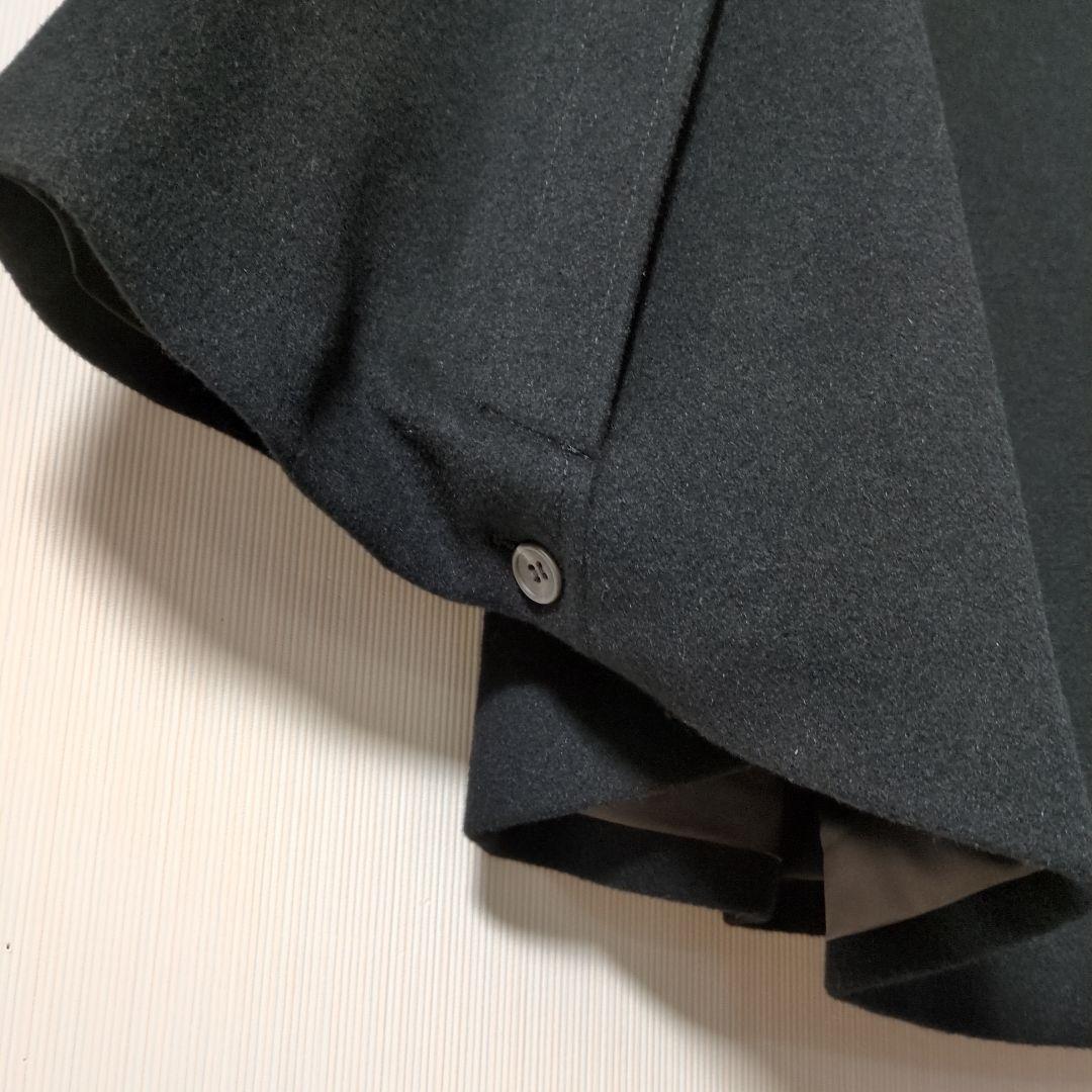 COMME CA ISM ケープコート ウール アンゴラ ポンチョ 黒 アウター